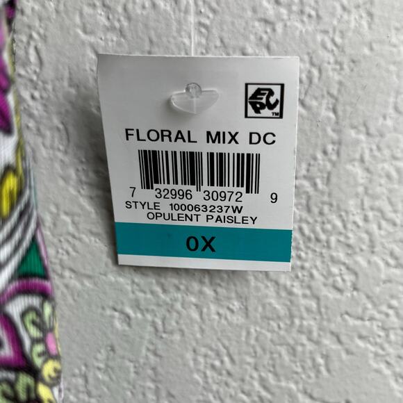 INC International Concepts Multi Opulent Paisley Ruched Tunic Top Plus 0X NWT - Picture 14 of 16